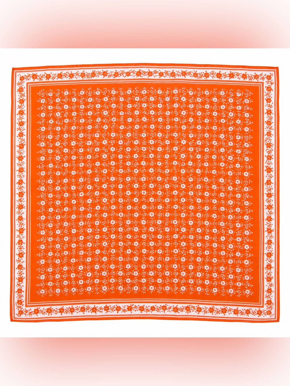 Orange Floral Sheer Lightweight Square Scarf Bandana 26โ x 26โ